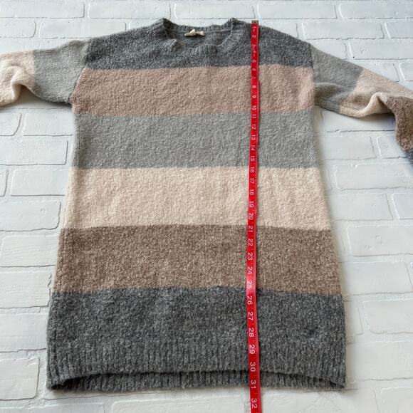 entro Women's Soft Cozy Knit Pink and Grey Striped Sweater Tunic/Dress-sz S - Picture 5 of 6